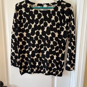 J.Crew NWOT 100% Wool Black & Cream Dot Sweater – Size M